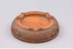 ashtray, wood engraving, Latvia, the 20-30ties of 20th cent., Ø 16 cm...