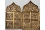 icon with foldable side flaps, Great Feasts, copper alloy, 1-color enamel, Russia, the border of the...