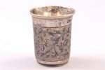 beaker, silver, 84 standard, 37.2 g, engraving, niello enamel, 5.2 cm, 1851, Moscow, Russia...