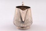 cream jug, silver, 84 standard, 167.55 g, engraving, 8.6 cm, by Akimov V., 1896, Moscow, Russia...