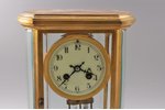 настольные часы, Франция, рубеж 19-го и 20-го веков, латунь, 31.5 х 20 х 12 см, ртутный маятник...