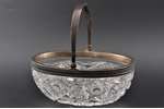 bowl, silver, 84 standard, cut-glass (crystal), 22.5 х 15 x h 9 cm,, height with handle 21 cm, 1908-...