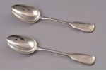 pair of spoons, silver, 84 standard, total weight of items 155.10, 21 cm, Ivan Khlebnikov factory, 1...