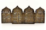 icon with foldable side flaps, Great Feasts, copper alloy, 6-color enamel, Russia, 40.2 x 17.9 cm, 1...