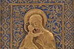 icon, Mother of God "Virgin of Tenderness" ("Eleusa"), copper alloy, 1-color enamel, Russia, the bor...