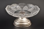 candy-bowl, silver, 835 standard, cut-glass (crystal), Ø 16 см, H 8 cm cm, the 2nd half of the 20th...