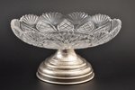 candy-bowl, silver, 835 standard, cut-glass (crystal), Ø 16 см, H 8 cm cm, the 2nd half of the 20th...