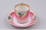 tējas pāris, porcelāns, Gardnera porcelāna rūpnīca, Krievijas impērija, 19. gs. 2. puse, tasītes aug...
