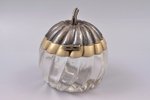 sugar-bowl, "Apple", silver plated, metal, glass, Europe, the beginning of the 20th cent., H 12.5 /...