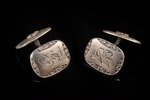 cufflinks, fire cross, silver, 875, 900 standard, Latvia, 20ies of 20th cent., 7.65 g...