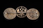 брошь, из монет 15 копеек (1915 г.), серебро, 8.10 г., размер изделия 5.5 x 2.4 см, Российская импер...