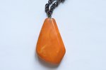 two pendants, amber, 6.3 + 17.9 g., the item's dimensions 4.3x2.8x1.05 / 5.1x3.9x1.8 cm, weight and...