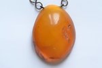 two pendants, amber, 6.3 + 17.9 g., the item's dimensions 4.3x2.8x1.05 / 5.1x3.9x1.8 cm, weight and...