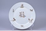 plate, Children's series, porcelain, M.S. Kuznetsov manufactory, Dmitrov Porcelain Factory (Verbilki...