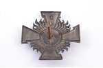 badge, 5 years of the fireman service, Latvia, the 30ies of 20th cent., 43 x 41 mm, missing nut...