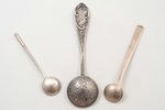 set of spoons, silver, made from coins of 1 and 5 lats, 58.2 g, 12.7 / 9.9 / 9.1 cm, the 20-30ties o...