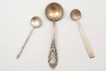 set of spoons, silver, made from coins of 1 and 5 lats, 58.2 g, 12.7 / 9.9 / 9.1 cm, the 20-30ties o...