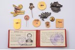document, set of badges, hunting-themed badges and a certificate of the Central Council of Fish Cons...