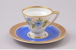 coffee pair, porcelain, M.S. Kuznetsov manufactory, signed painter's work, handpainted by Vera Travn...