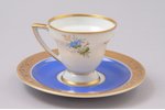 coffee pair, porcelain, M.S. Kuznetsov manufactory, signed painter's work, handpainted by Vera Travn...