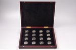 "Dažādu valstu monētu komplekts miniatūrā", zelts, 999 prove, 8 g, tīra zelta svars 8 g...