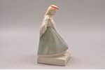 figurine, bookend - girl in traditional costume, porcelain, Riga (Latvia), USSR, Riga porcelain fact...