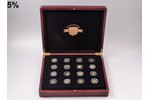 A set of coins from different countries in miniature, gold, fineness 999, 19.84 g, fine gold weight...