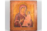 icon, Our Lady of Tikhvin, board, painting, painting on silver, Russia, the 19th cent., 35.5 x 31.5...
