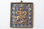 icon, Holy Great Martyr George, the Miracle of St George and the Dragon, copper alloy, 3-color ename...