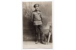 fotogrāfija, karavīrs ar apbalvojumiem, Krievijas impērija, 20. gs. sākums, 13.4x8.3 cm...