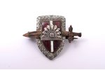 miniature badge, Latvian Army Victory Badge, Nr. 524, silver, bronze, aluminum, Latvia, 20-30ies of...