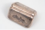 cigarette case, silver, "Troika", 84 standard, 124.2 g, engraving, niello enamel, 10.5 х 6.45 х 2.2...
