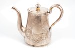 coffeepot, silver, 84 standard, 757 g, engraving, gilding, h 18 cm, 1871, Moscow, Russia...