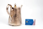 coffeepot, silver, 84 standard, 757 g, engraving, gilding, h 18 cm, 1871, Moscow, Russia...