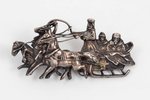 a brooch, "Troika", silver, 84 standard(?), 10.2 g., the item's dimensions 5.75 х 2.8 cm, the border...