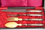 meat carving set of 4 items, silver, steel, ivory, 950 standard, 28-32.5 cm, the beginning of the 20...
