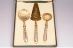 flatware set, silver, steel, 800 standard, gilding, 16.3-24.3 cm, the beginning of the 20th cent., F...