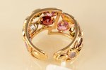 a ring, semiprecious stones, gold, 585 standard, 10.02 g., the size of the ring 18.75 (59), beginnin...