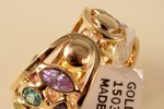 a ring, semiprecious stones, gold, 585 standard, 10.02 g., the size of the ring 18.75 (59), beginnin...