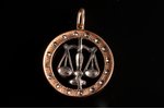 a pendant, Libra, gold, 585 standard, 3.26 g., the item's dimensions Ø 2.25 cm, 2000ies, Latvia...