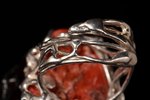 a ring, mediterranean coral "Bull's blood", silver, 925 standard, 14.13 g., the size of the ring 18+...