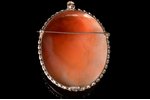 pendant-brooch, shell cameo, silver, 925 standard, 16.7 g., the item's dimensions 6.5 х 5 cm, Italy...