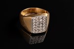 a ring, gold, 750 standard, 10.98 g., the size of the ring 17.75 (55), 24 diamonds, 2000ies, France...