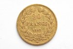 France, 20 francs, 1847, Louis Philippe I, gold, fineness 900, 6.45161 g, fine gold weight 5.806 g,...
