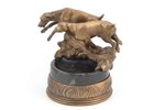 figurative composition-ashtray, "Hunting dogs", bronze, marble, h 12.5 cm, weight 2250 g., the 1st h...