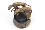 фигурная композиция-пепельница, "Охотничьи собаки", бронза, мрамор, h 12.5 см, вес 2250 г., 1-я поло...