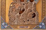 icon, Our Lady of Smolensk, board, silver, painting, guilding, cloisonne enamel, filigree, oklad wei...