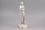 figurine, Young woman, porcelain, Riga (Latvia), M.S. Kuznetsov manufactory, 1934-1936, h 22.3 cm, f...
