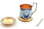 tea glass-holder, utensils for ice cream, lemon fork, silver, 916 standard, 270 g, 200.7 / 61.6 / 7....