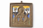 icon, Our Lady of the Sign (Orante), copper alloy, 6-color enamel, Russia, the 19th cent., 6 х 5.2 c...